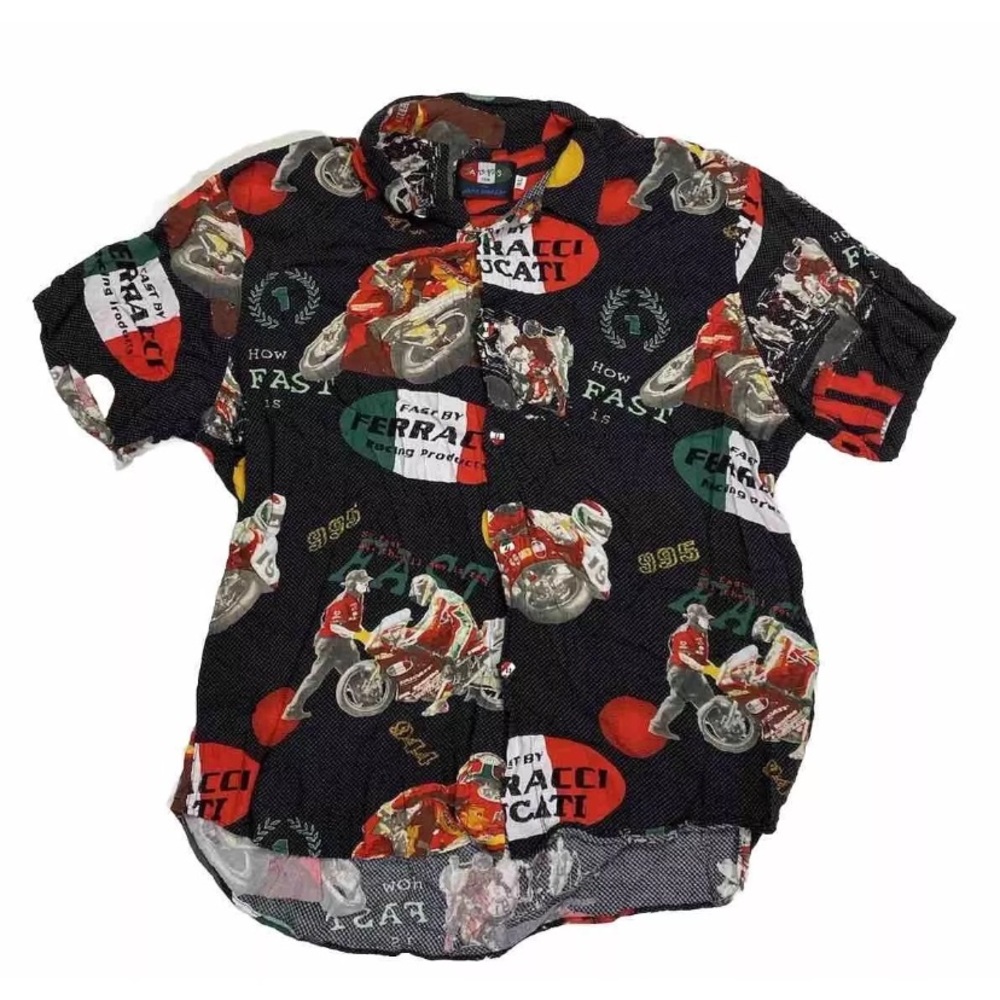 Jams World Fast By Ferracci Ducati Racing Shirt Short Sleeve Button XL